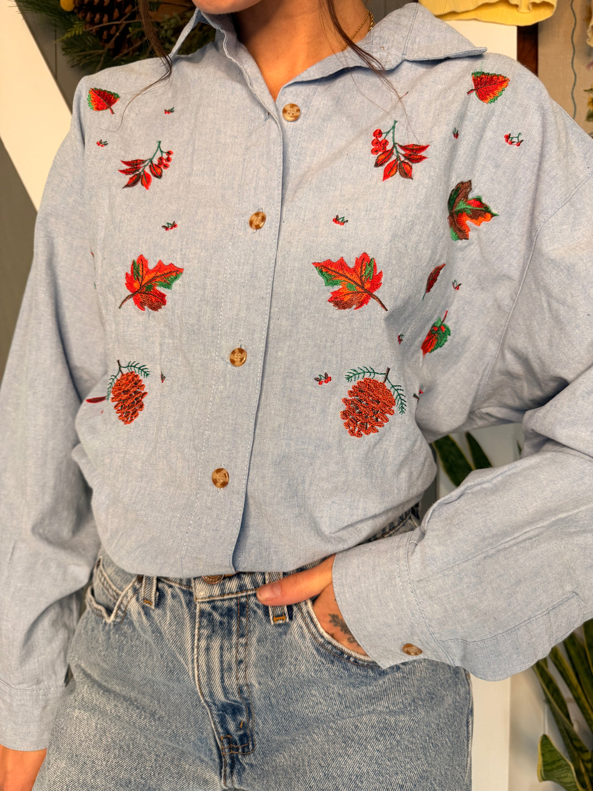 (L) Vtg fall chambray