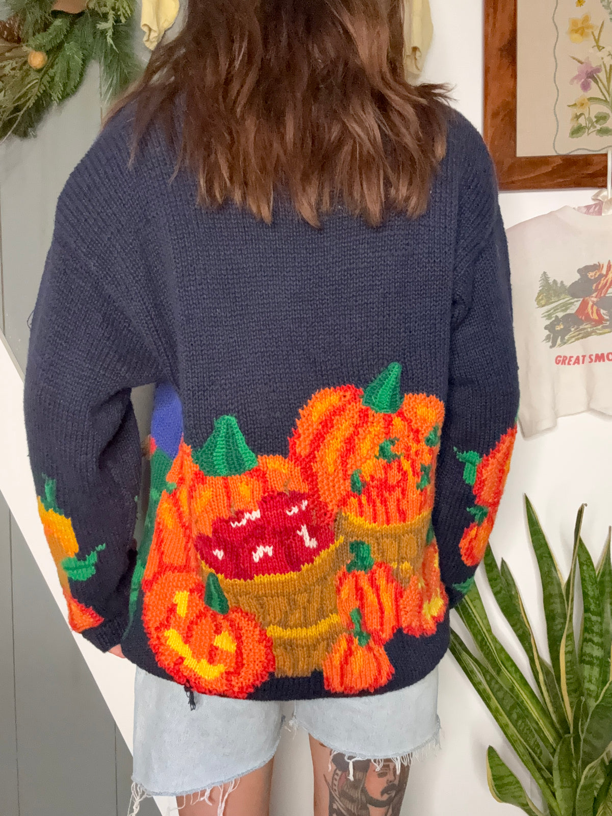 (M) Vtg Halloween cardigan