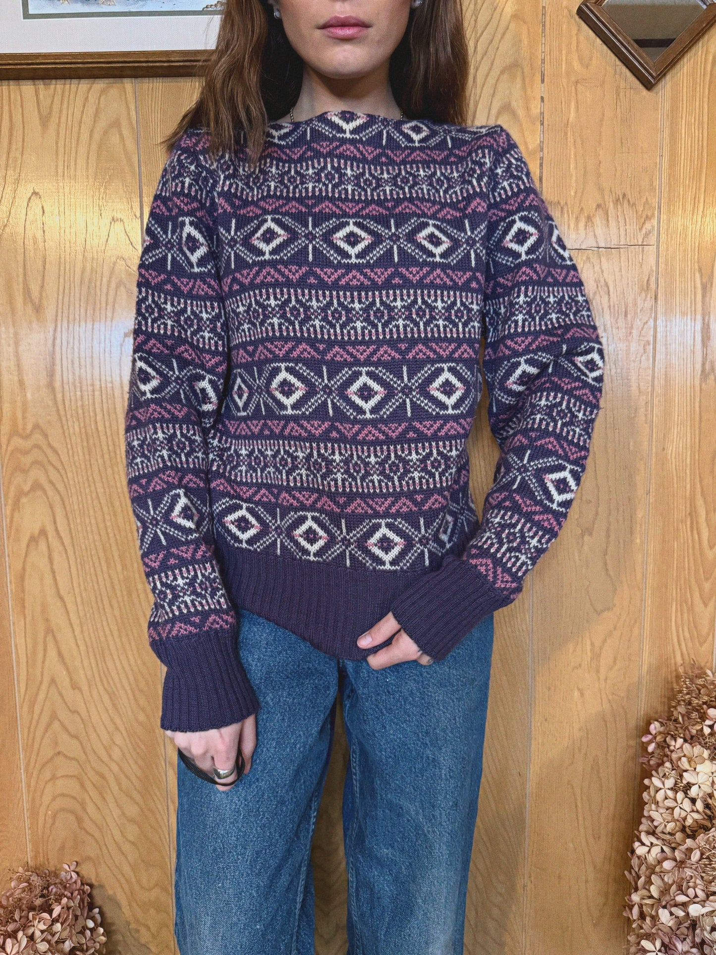 (M) Vtg wool fair isle sweater