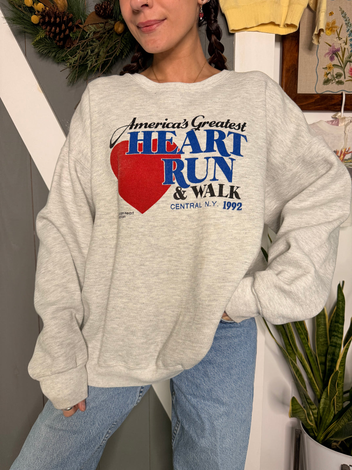 (XL) Vtg heart run crewneck