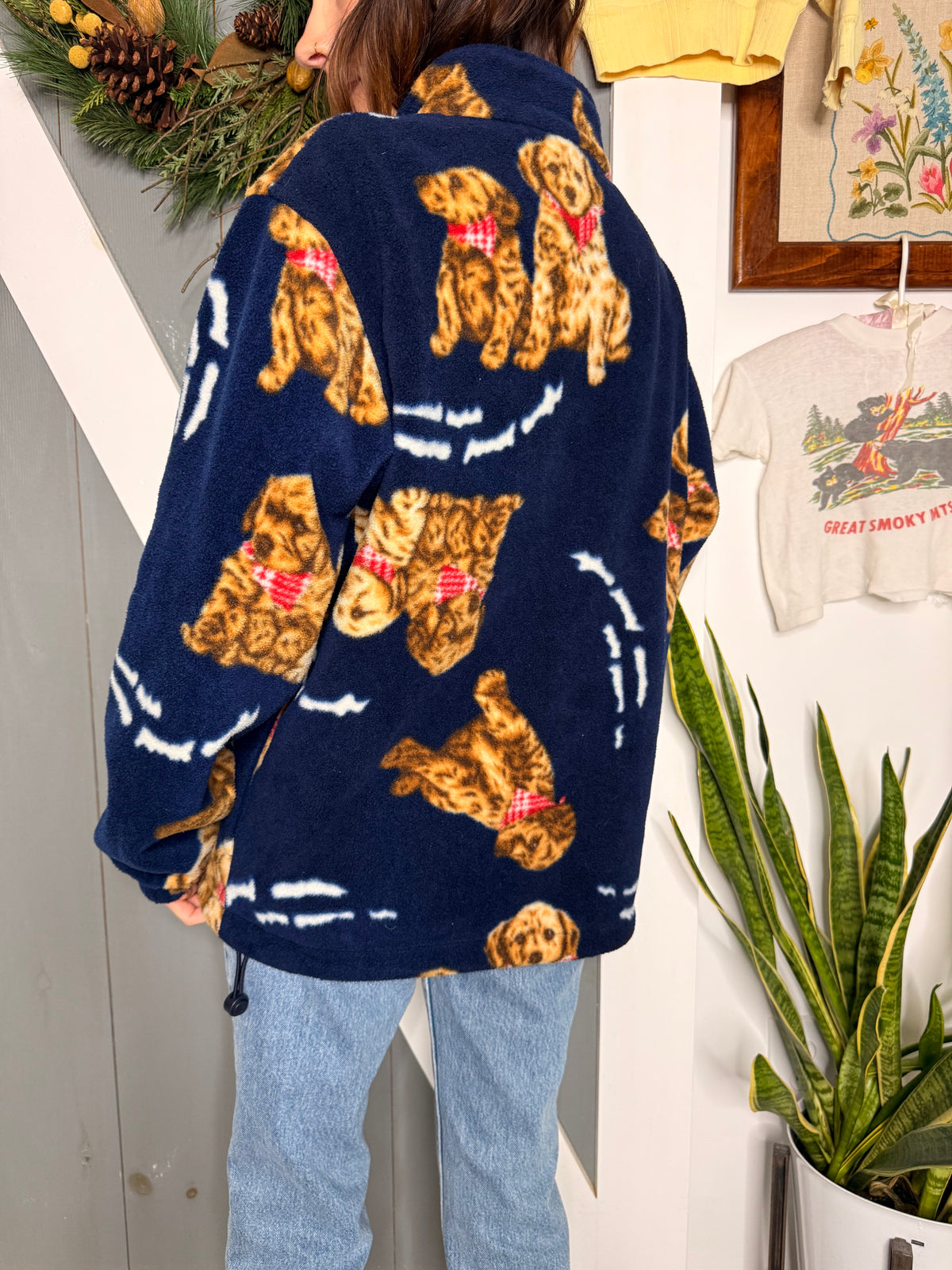 (S/M) Vtg dog fleece