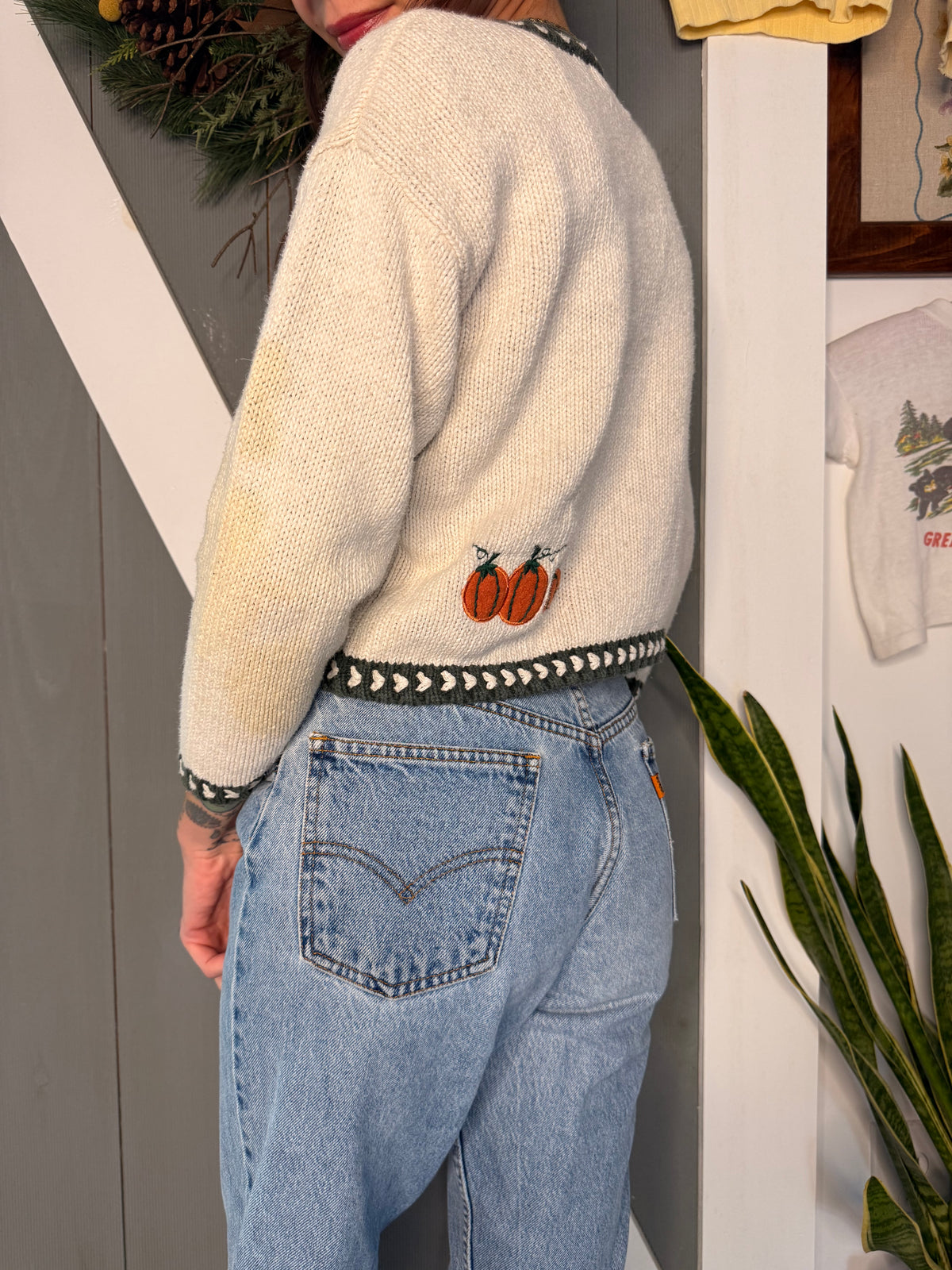 (XS) vtg fall themed cardigan