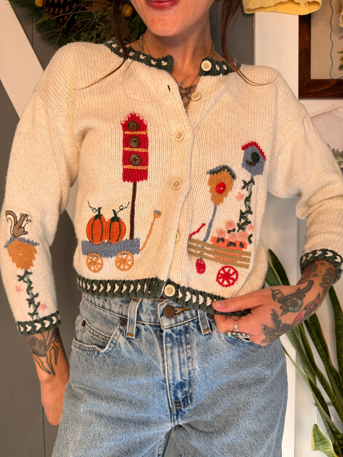(XS) vtg fall themed cardigan