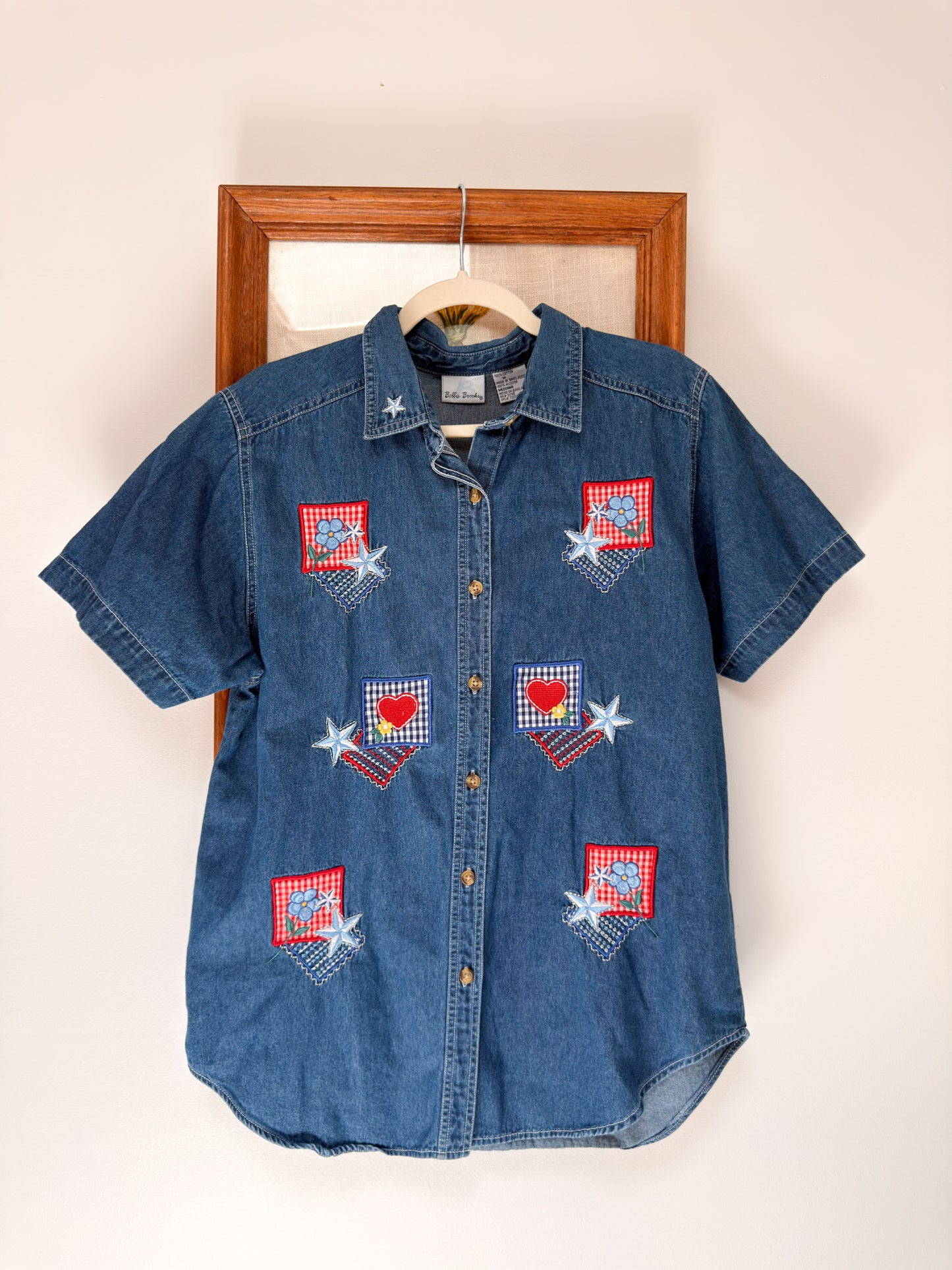 (XL) Vtg Patriotic denim button up