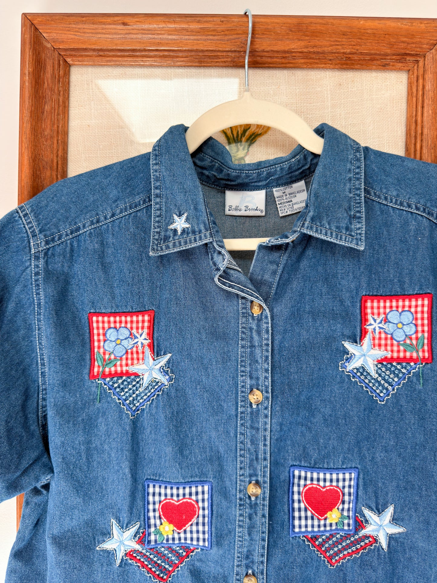 (XL) Vtg Patriotic denim button up