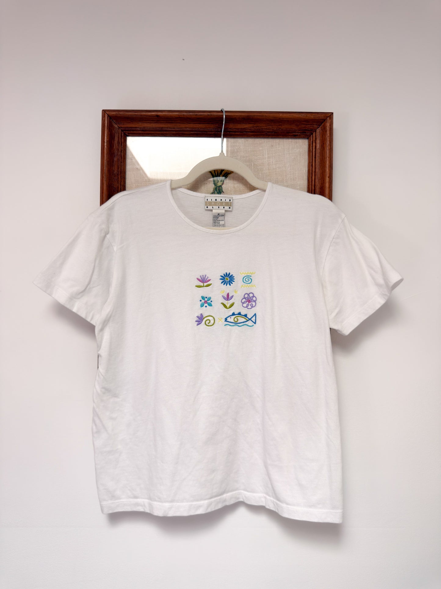 (M) Vtg summer embroidered tee