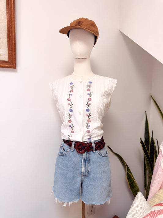 (L) Vtg floral blouse