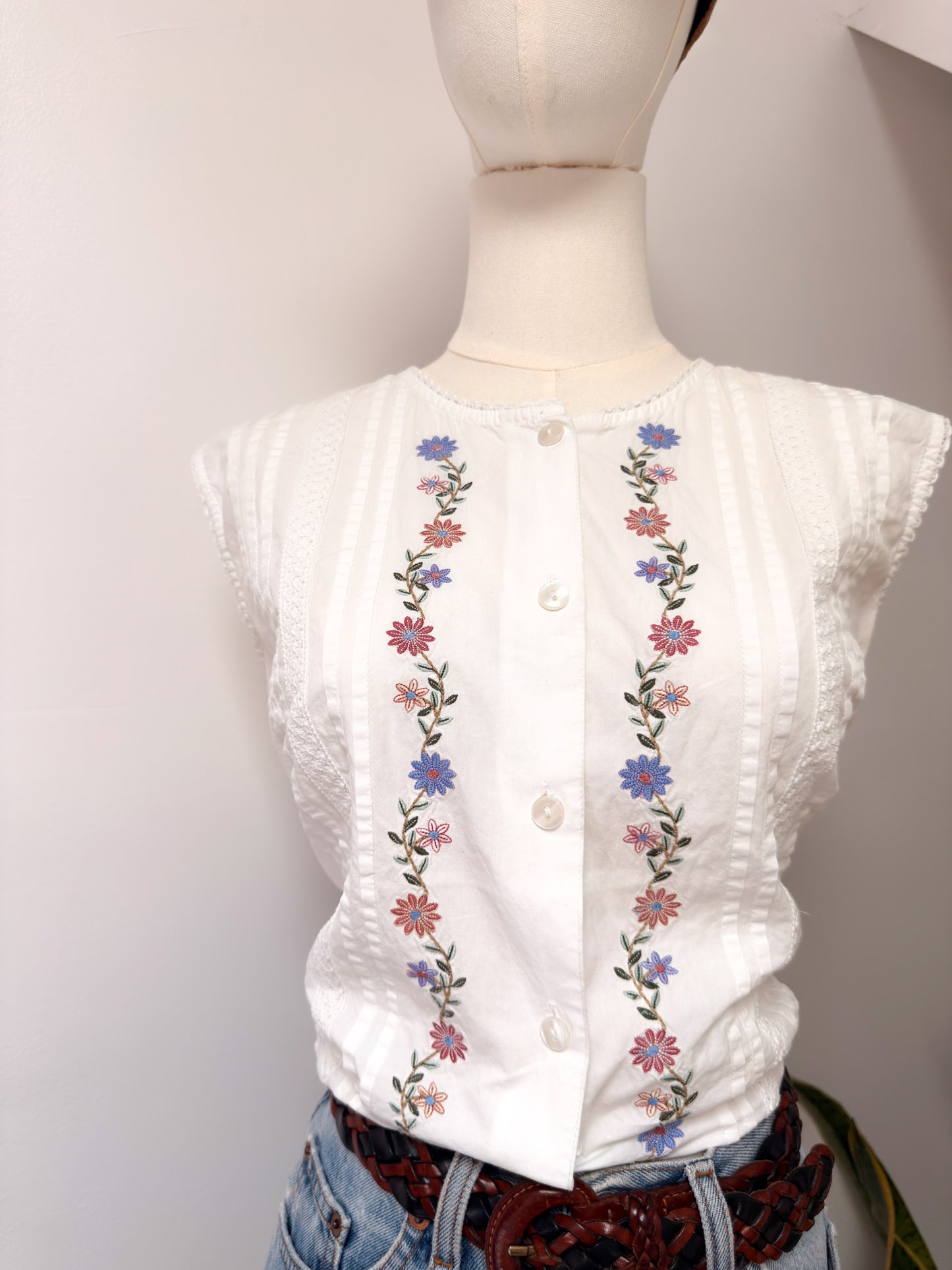 (L) Vtg floral blouse