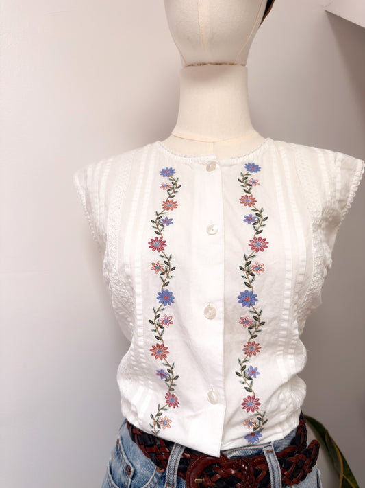 (L) Vtg floral blouse