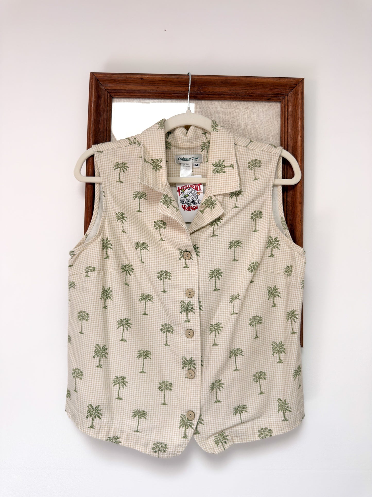 (M) Vtg palm tree blouse