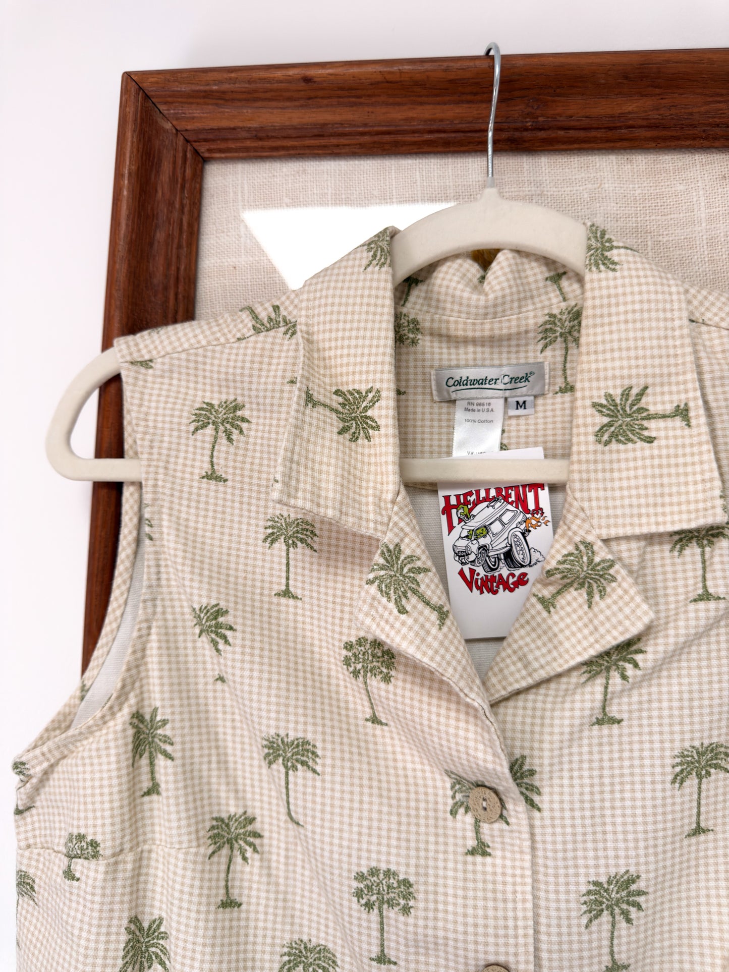 (M) Vtg palm tree blouse