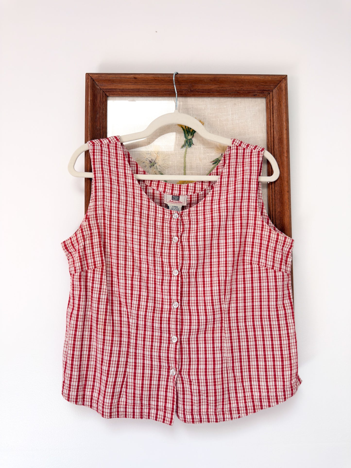(L) Vtg gingham blouse