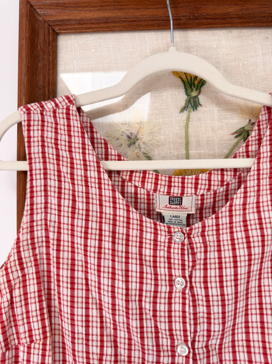 (L) Vtg gingham blouse