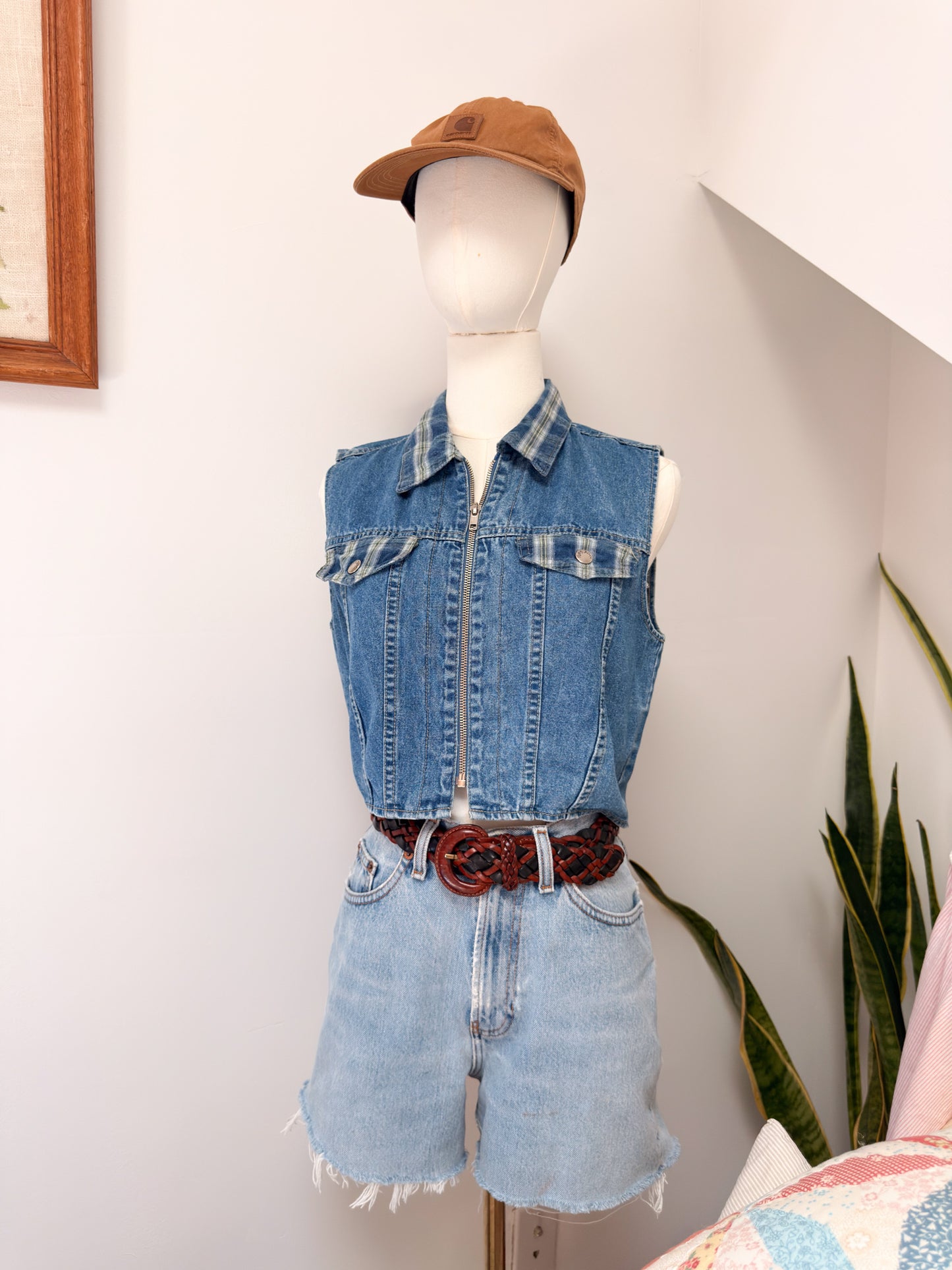 (M) Vtg denim crop top