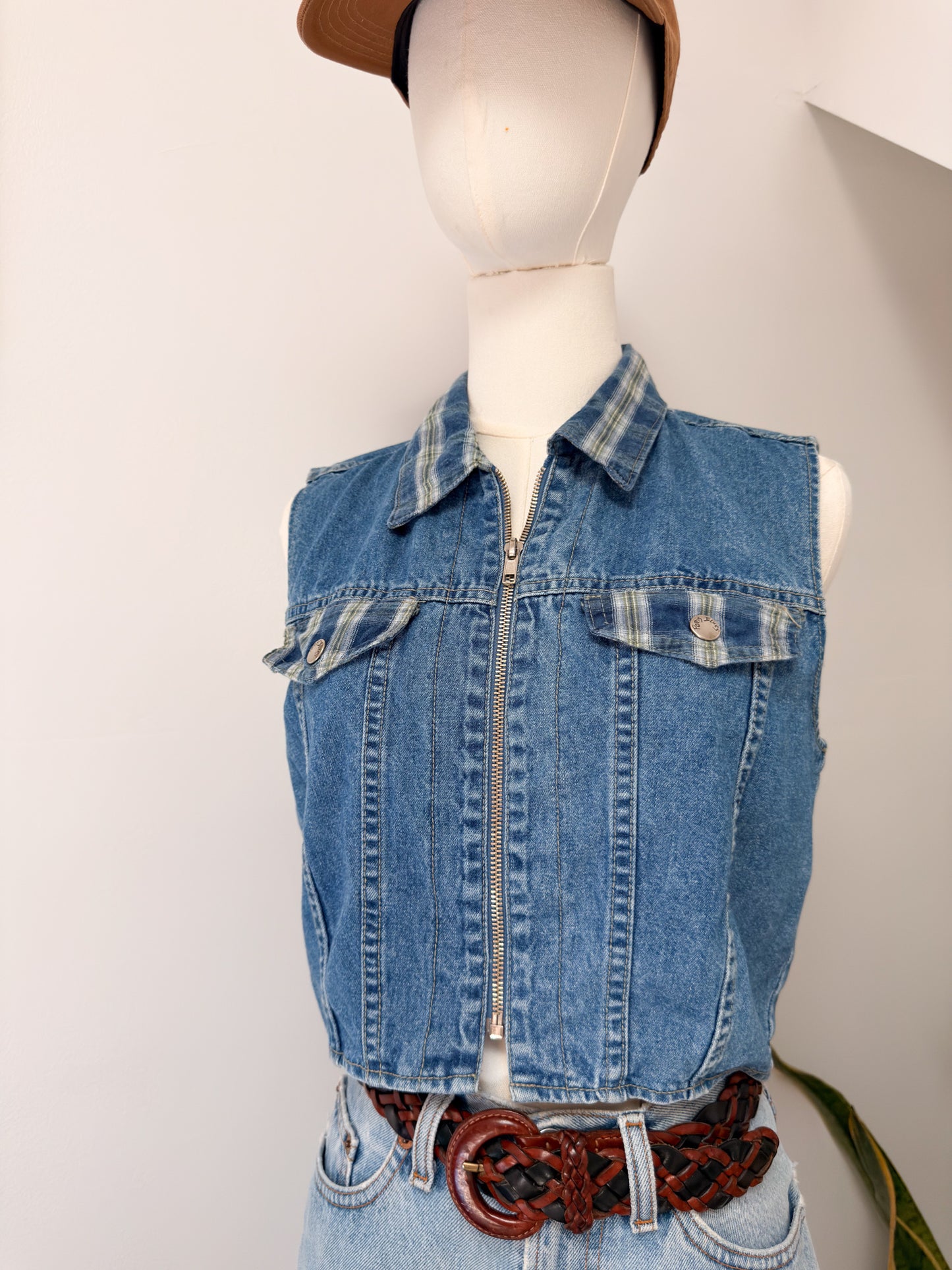 (M) Vtg denim crop top