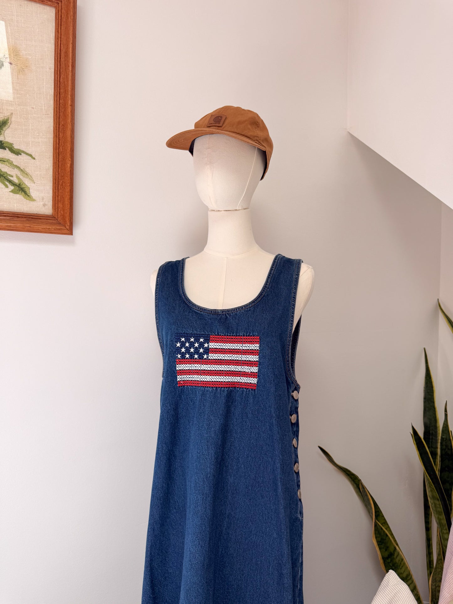 (M) Vtg Patriot denim dress