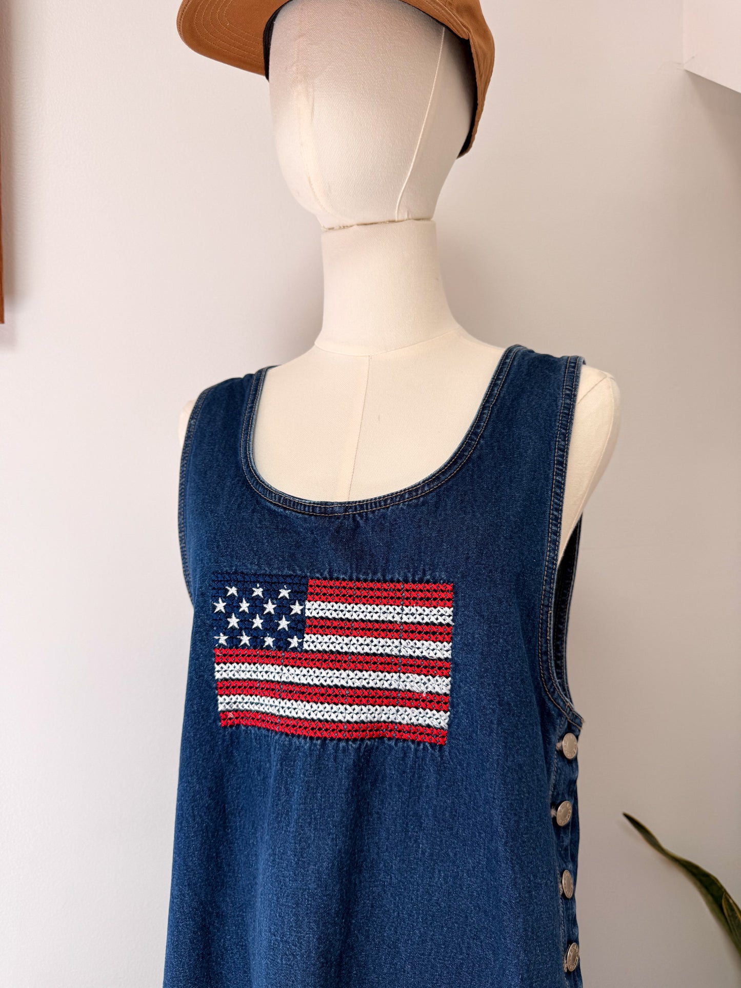 (M) Vtg Patriot denim dress