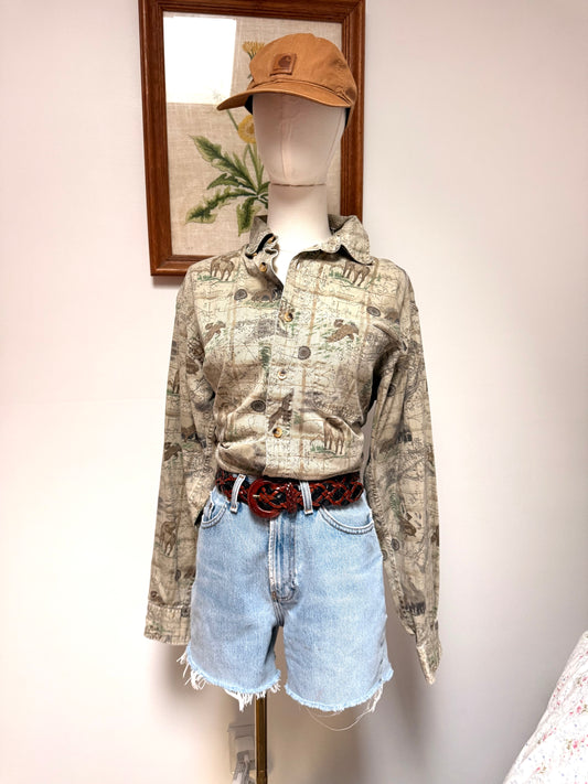 (L) Vtg midwest button up