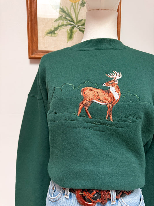 (L/XL) Vtg deer crewneck