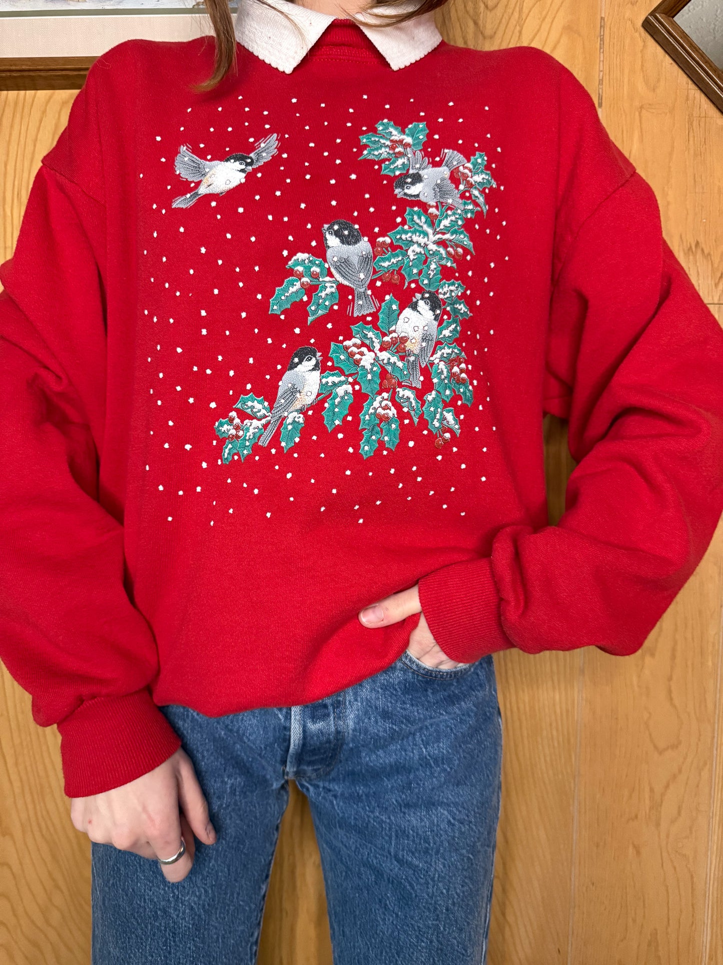 (L) Vtg Winter crewneck