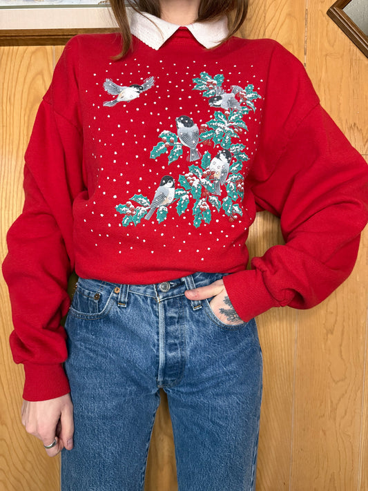 (L) Vtg Winter crewneck