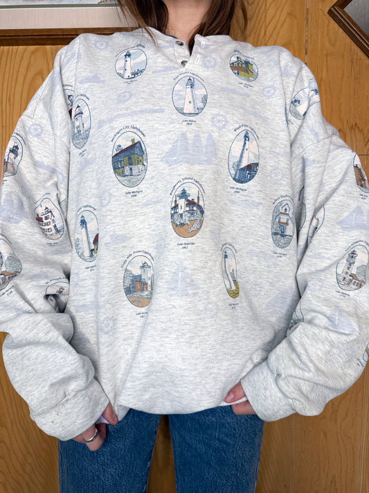 (L/XL) Vtg Lighthouse crewneck