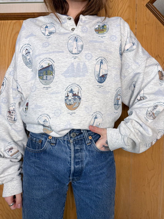 (L/XL) Vtg Lighthouse crewneck