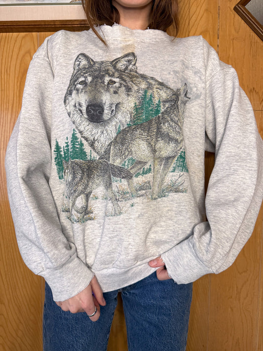 (L) Vtg Wolf crewneck