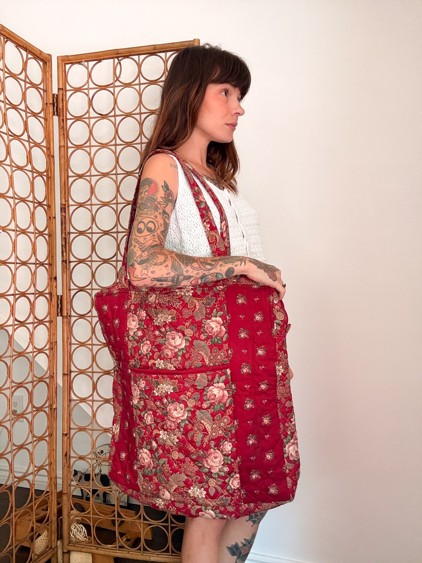 Vtg cotton weekender bag