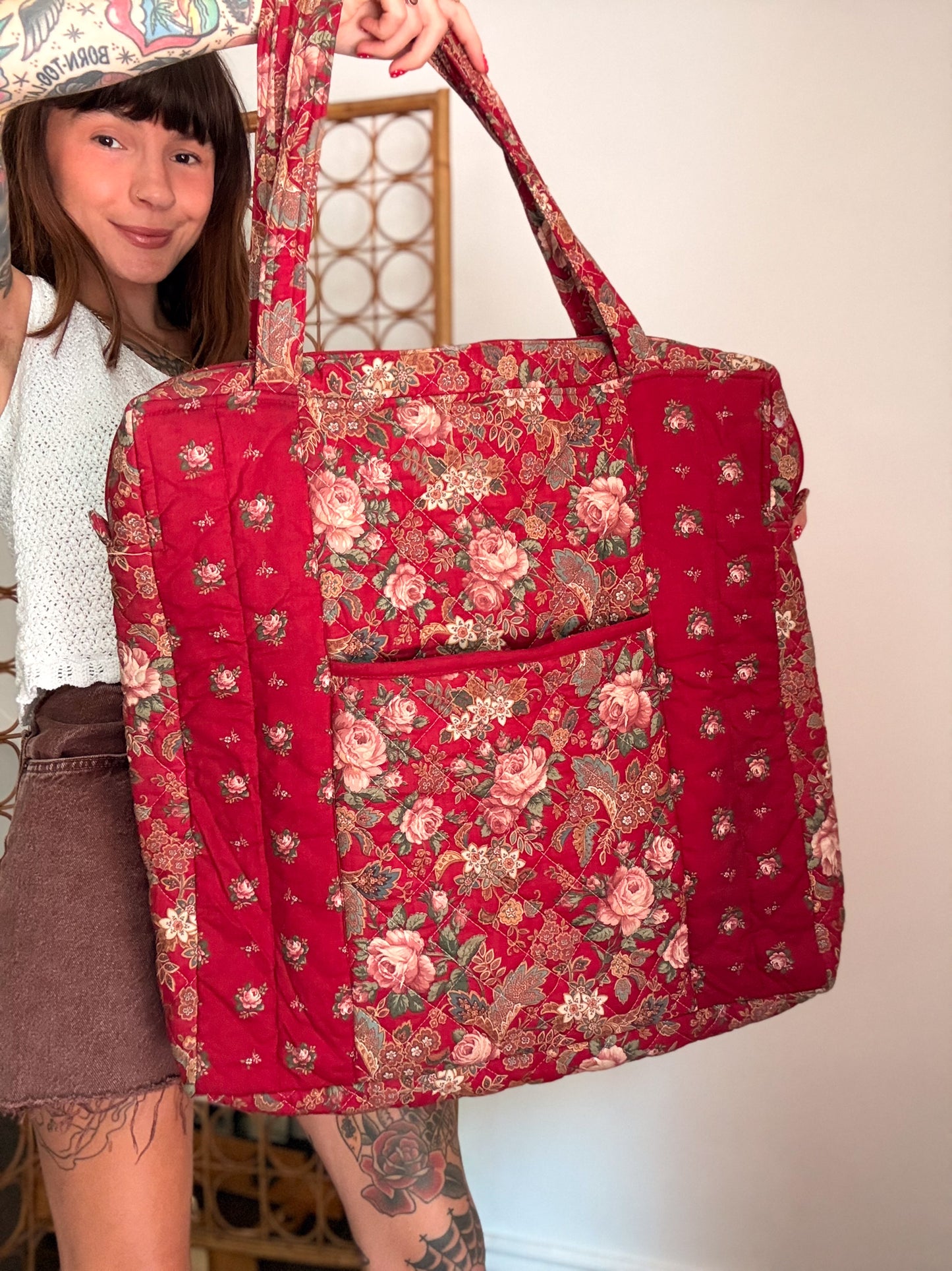 Vtg cotton weekender bag
