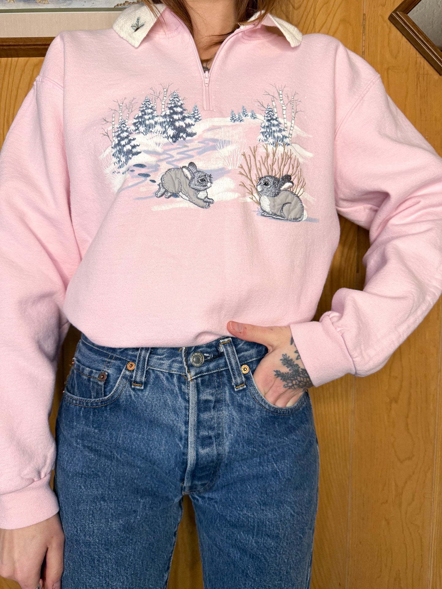 (M) Vtg Winter Bunny crewneck