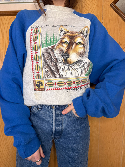 (L) Vtg Wolf crewneck