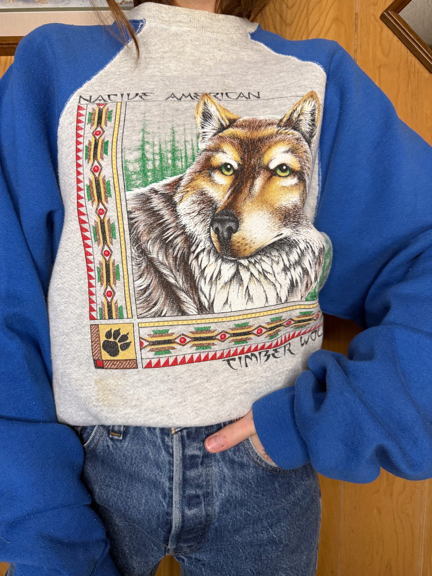 (L) Vtg Wolf crewneck
