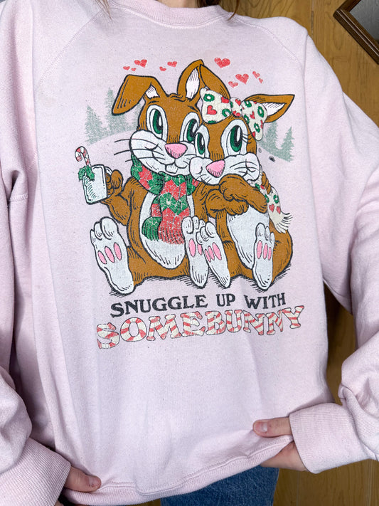 (L) Vtg Winter Bunny crewneck