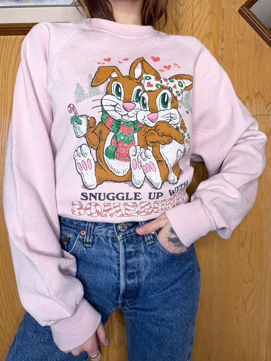 (L) Vtg Winter Bunny crewneck