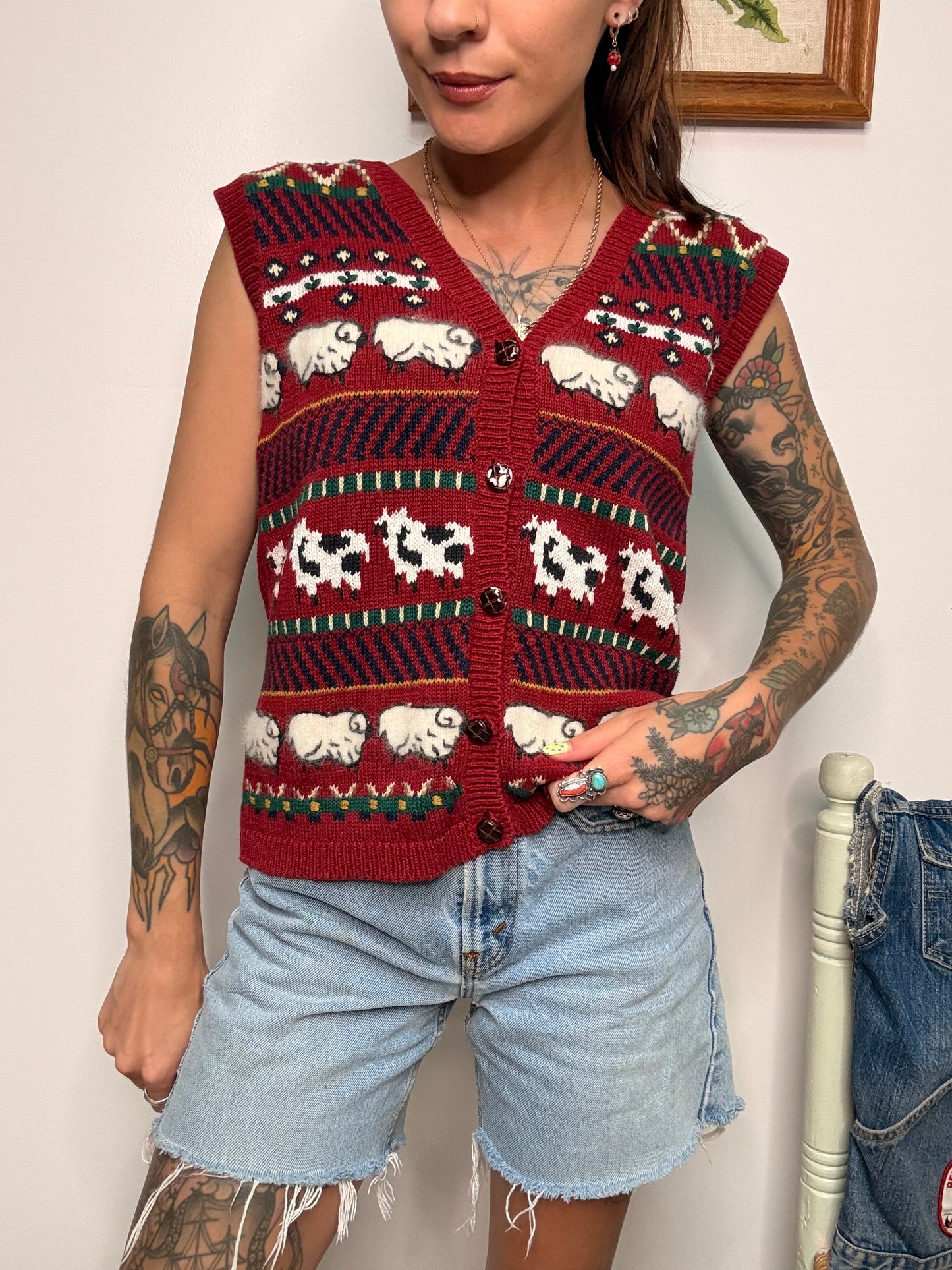 (M) Vtg farm life sweater vest