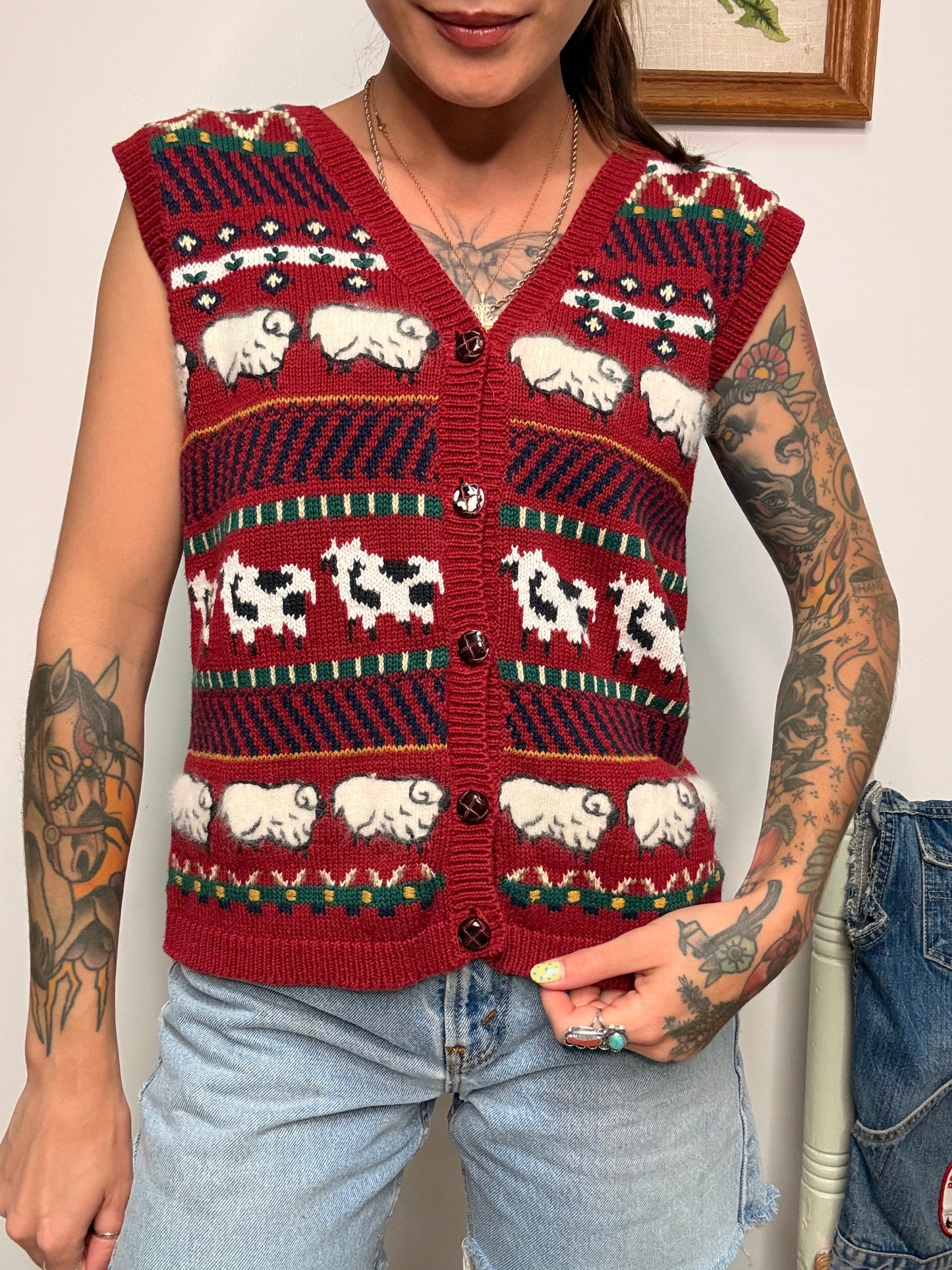 (M) Vtg farm life sweater vest