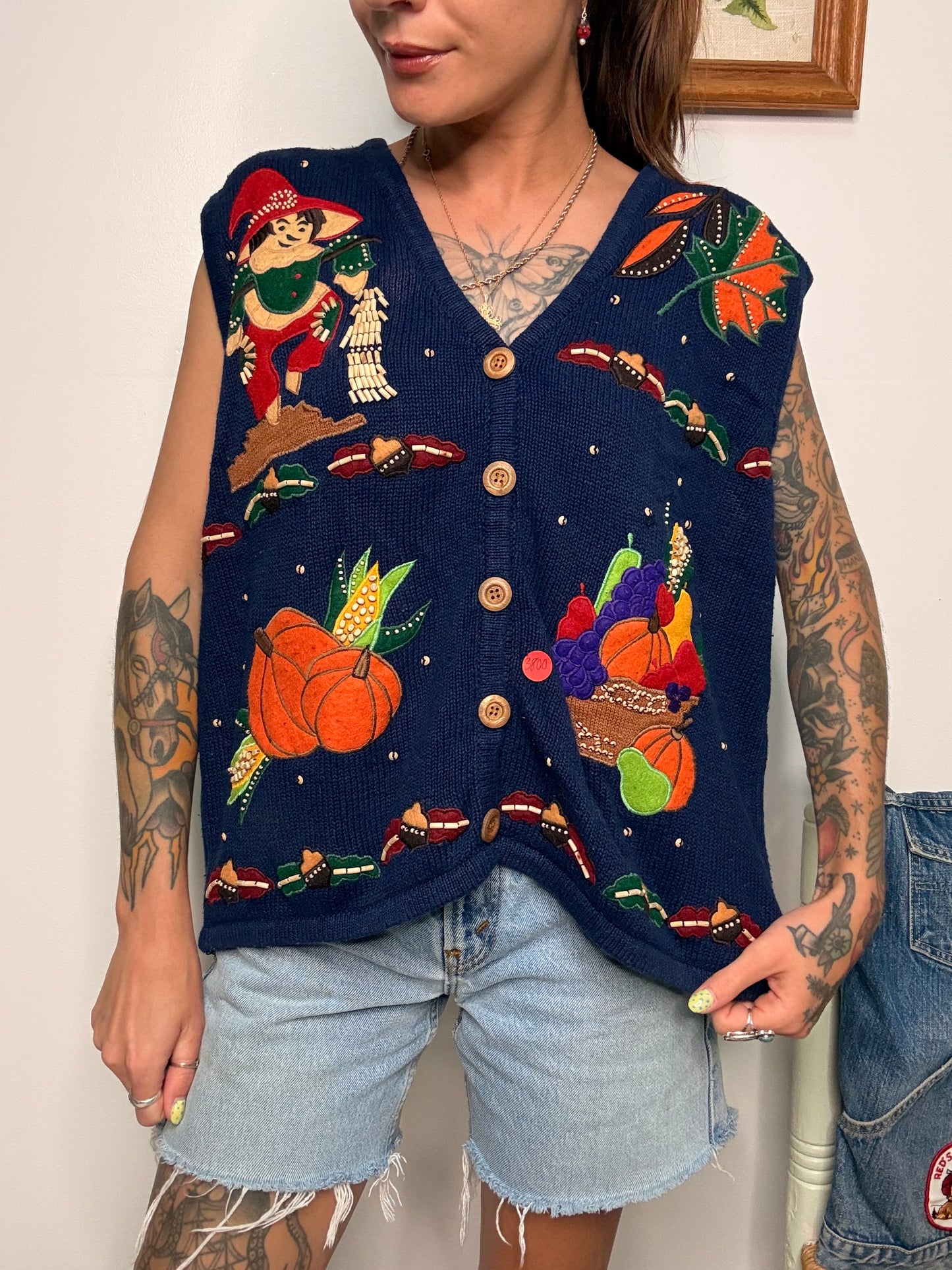 (XL) Vtg Harvest Sweater vest