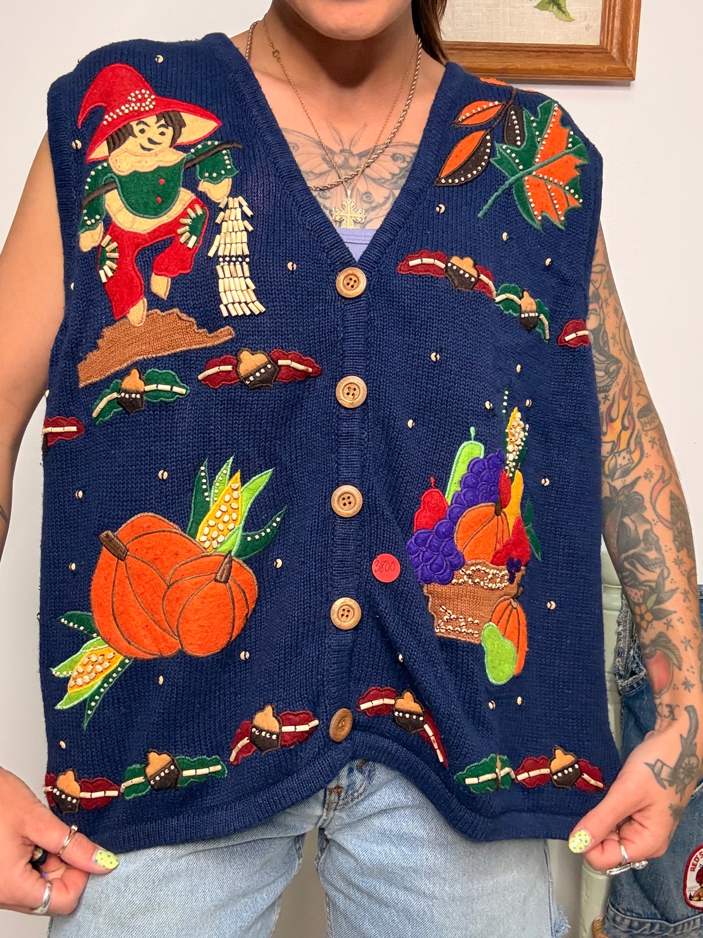(XL) Vtg Harvest Sweater vest
