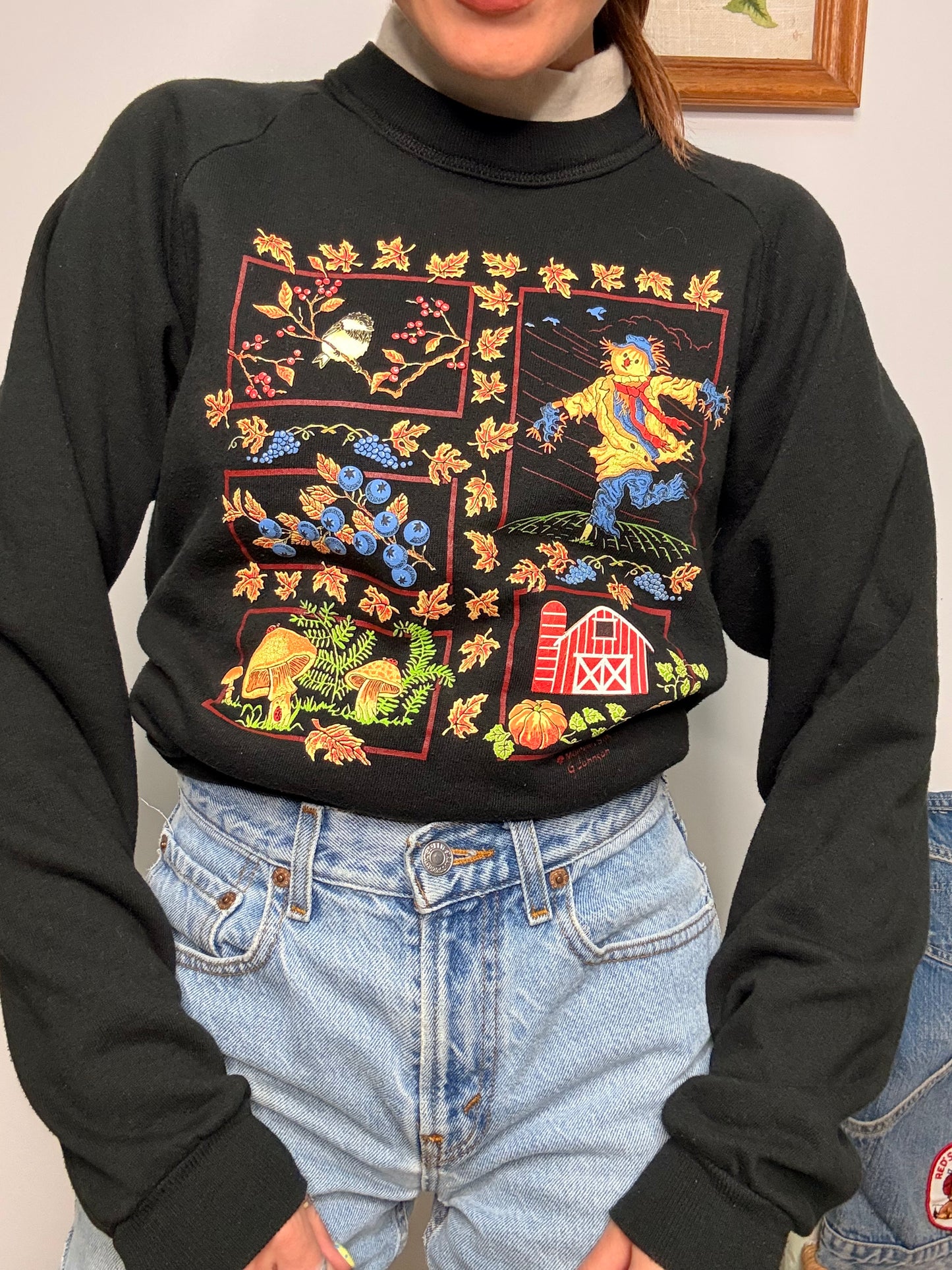 (L) Vtg fall farm crewneck