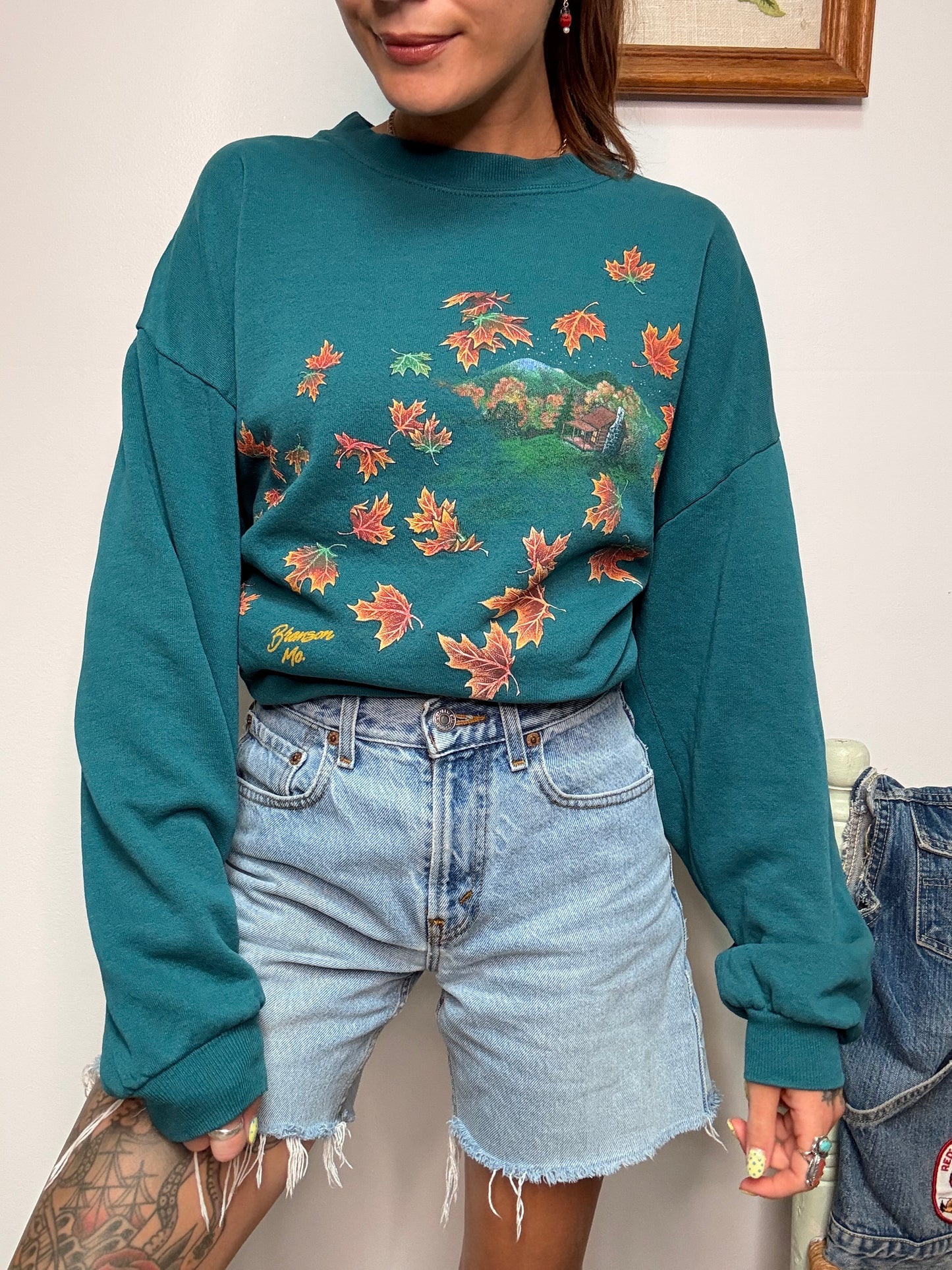 (XL) Vtg fall cottage crewneck