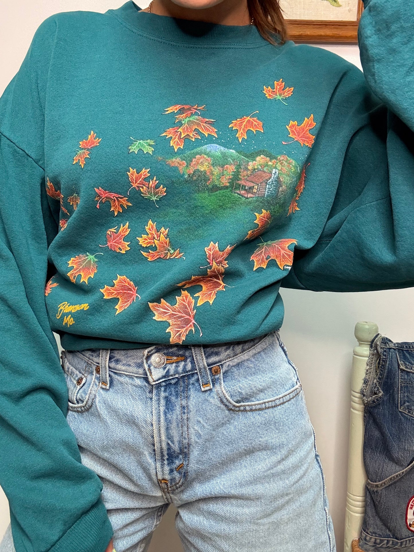 (XL) Vtg fall cottage crewneck