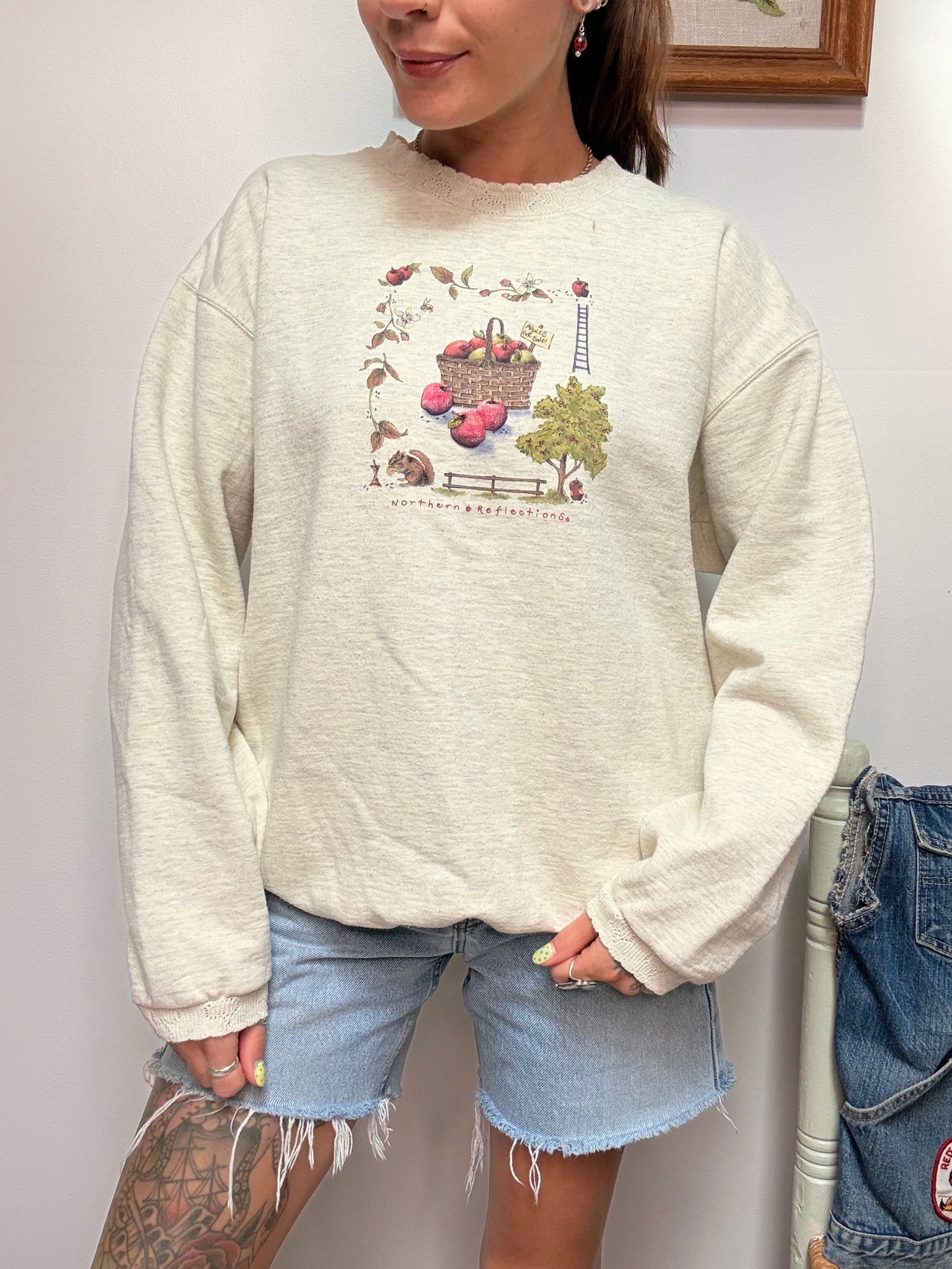 (XL) Vtg apple picking crewneck
