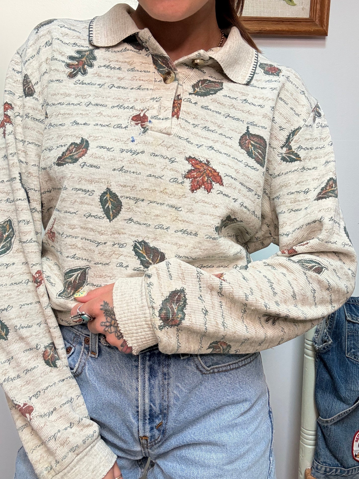 (L) Vtg fall themed crewneck
