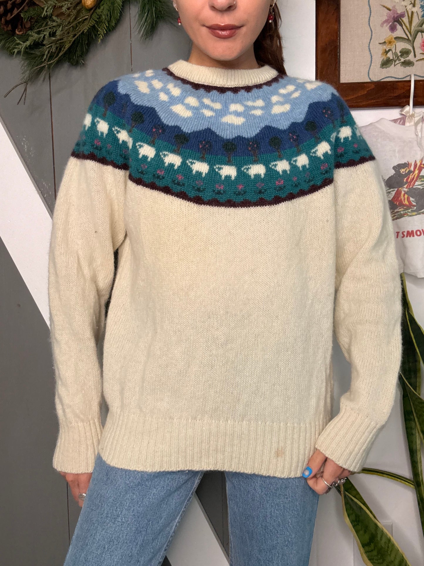 (M) Vtg woolrich sheep sweater