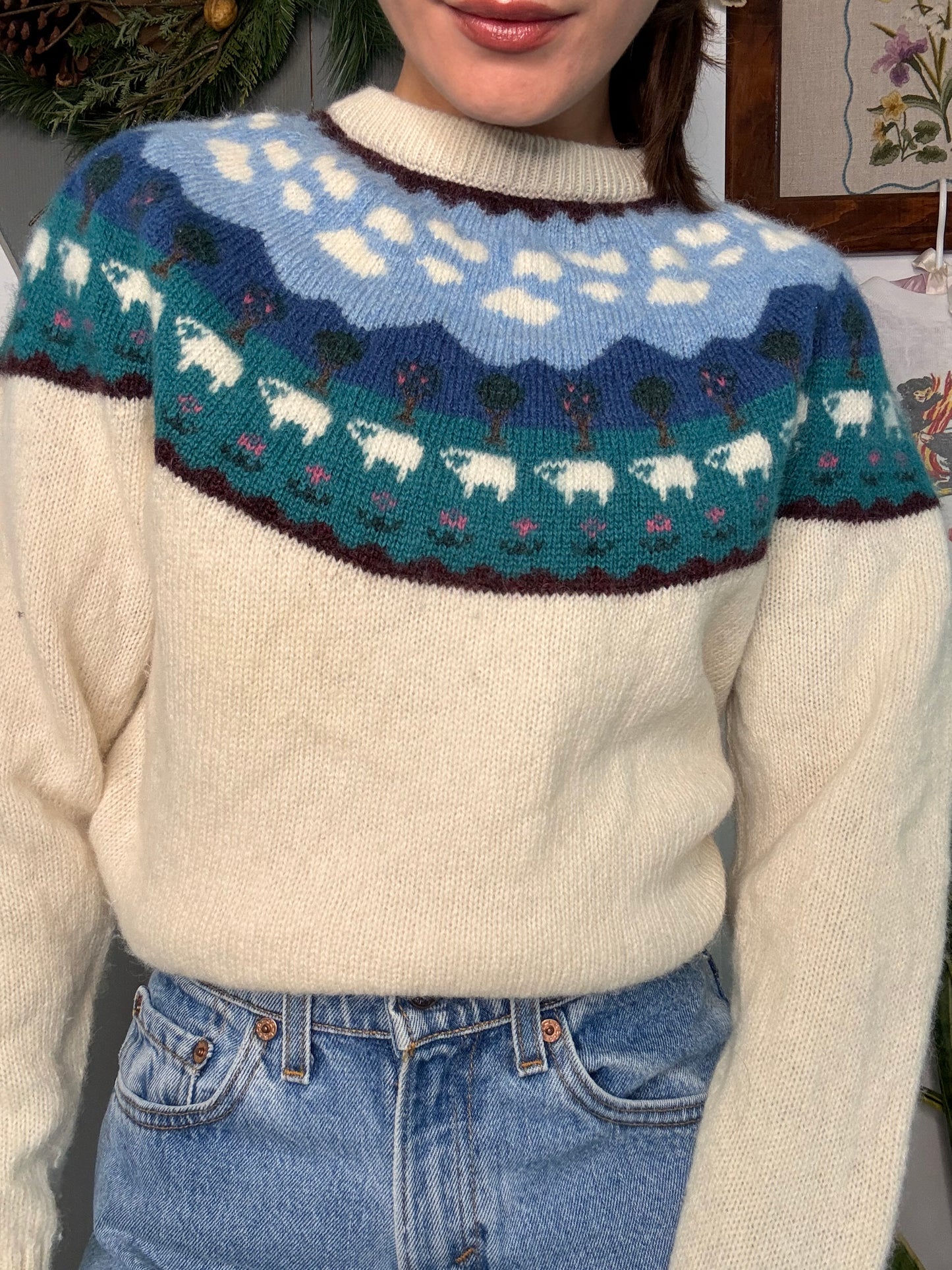 (M) Vtg woolrich sheep sweater