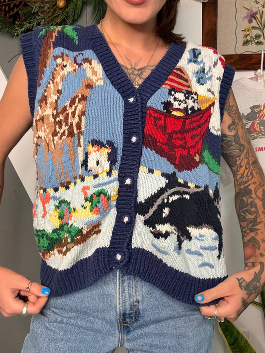 (S\M) Vtg Noahs Arc sweatervest