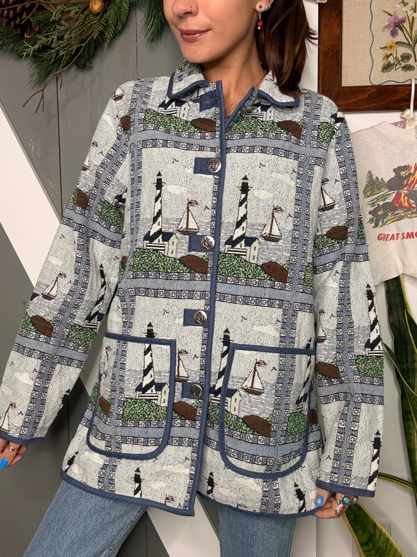 (M) Vtg lighthouse jacket