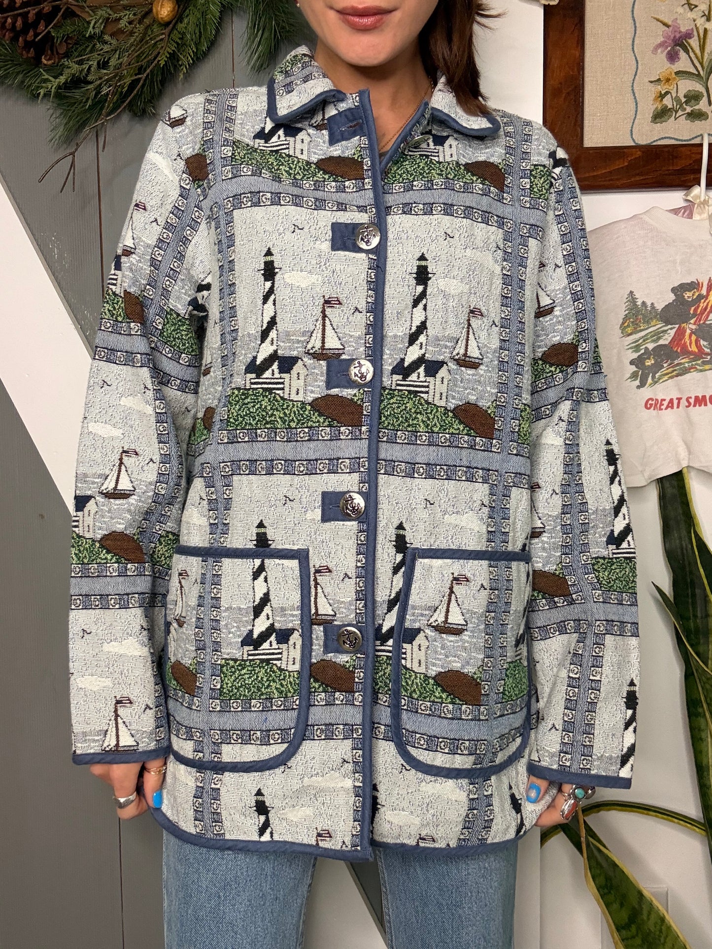 (M) Vtg lighthouse jacket