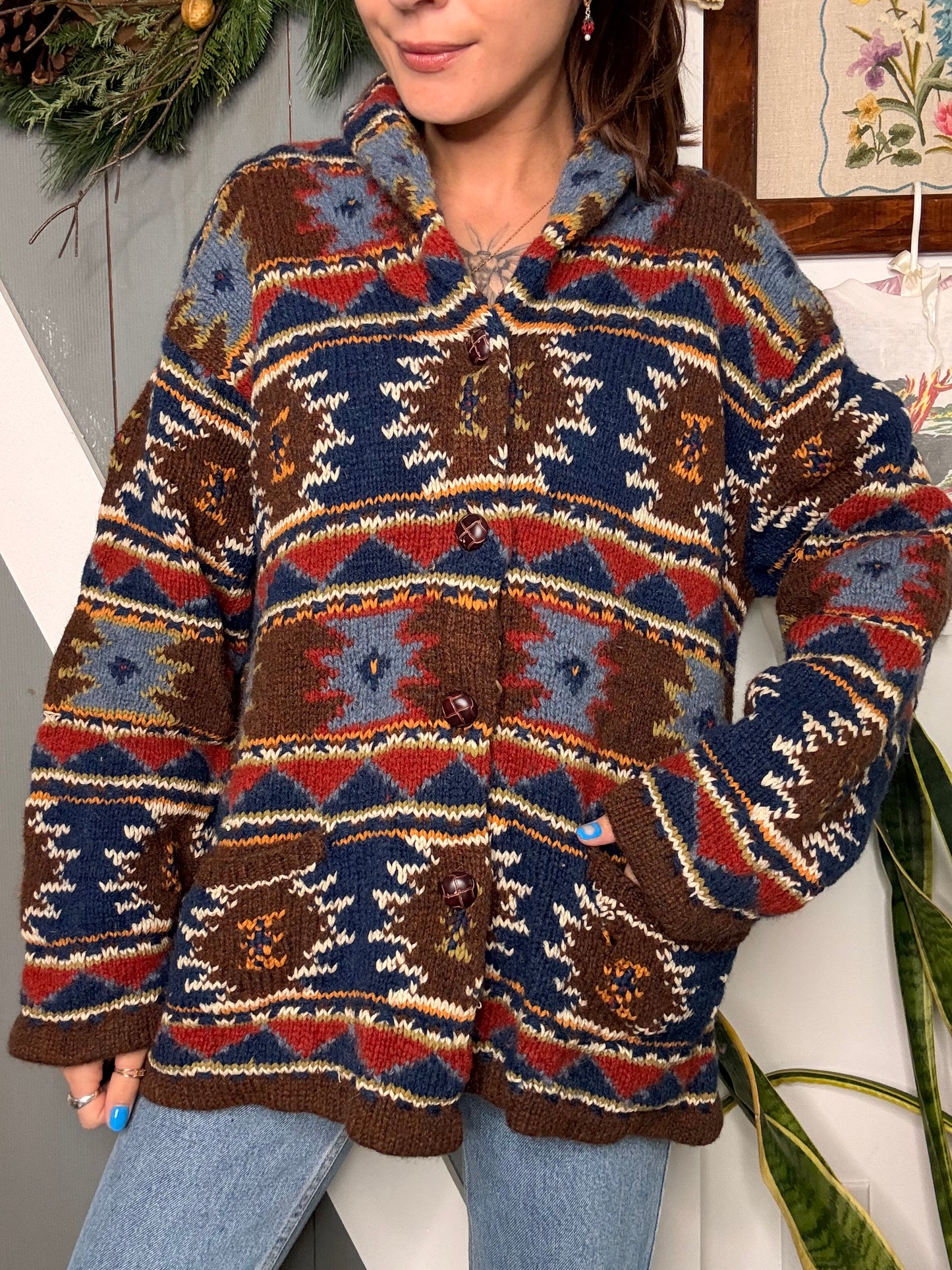 (S/M) Vtg cowichan sweater
